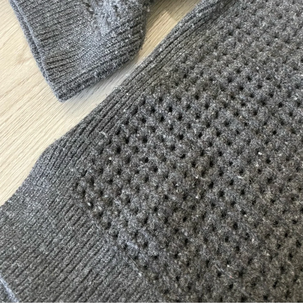 All Saints Eden Open Knit Sweater Marled Charcoal Gray